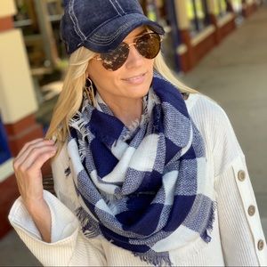 Navy buffalo plaid infinity scarf